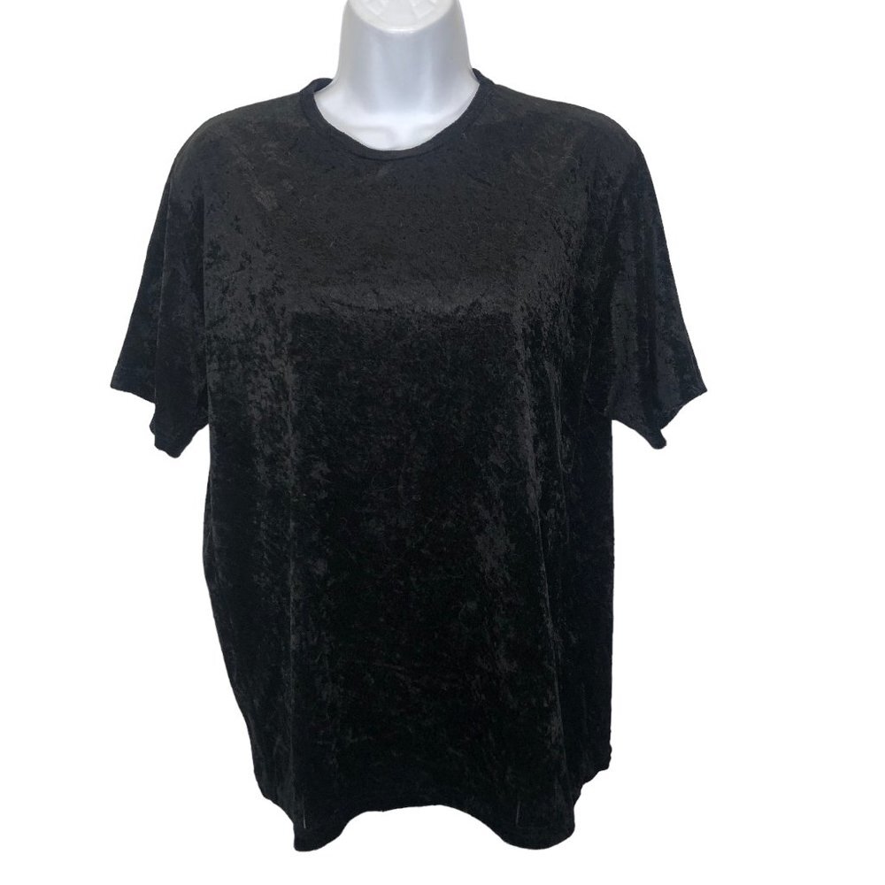 Morbid Threads Black Crushed Velvet Shirt Top Goth Punk Alternative Vintage 2XL